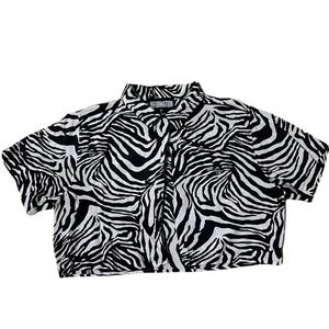 REFORMATION x URBAN RENEWAL zebra print cropped button down blouse